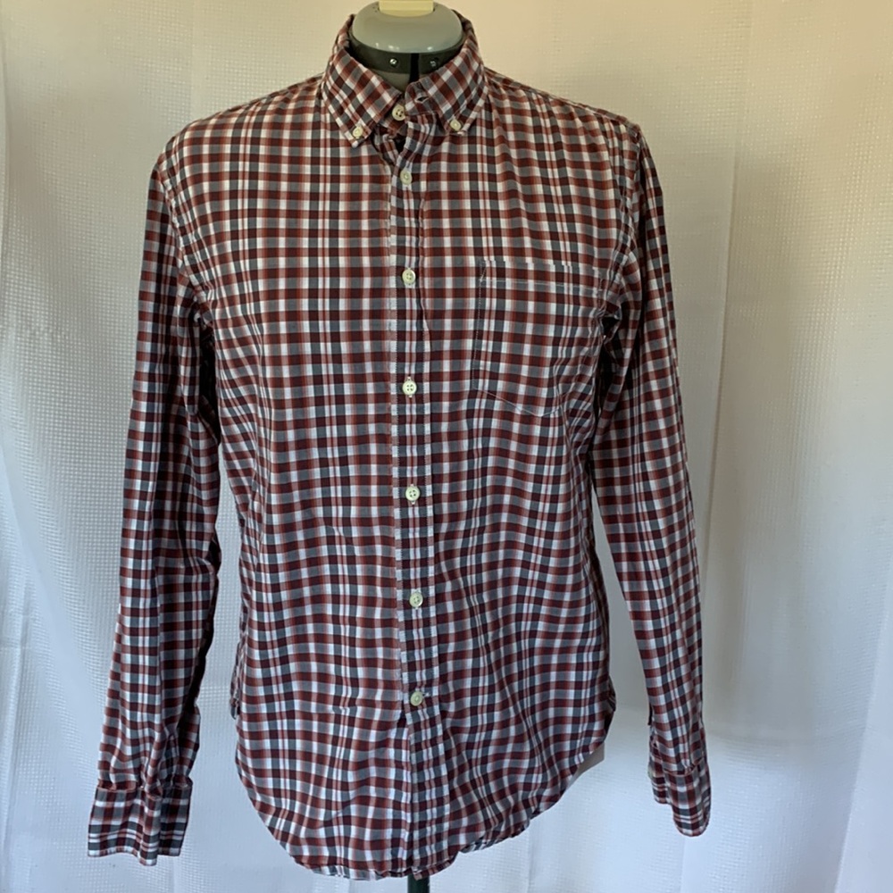Banana Republic red and grey long sleeve button down slim fit size M